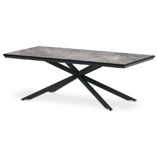 Stůl konferenční, deska slinutá keramika 120x60, šedý mramor, nohy černý kov AHG-288 GREY